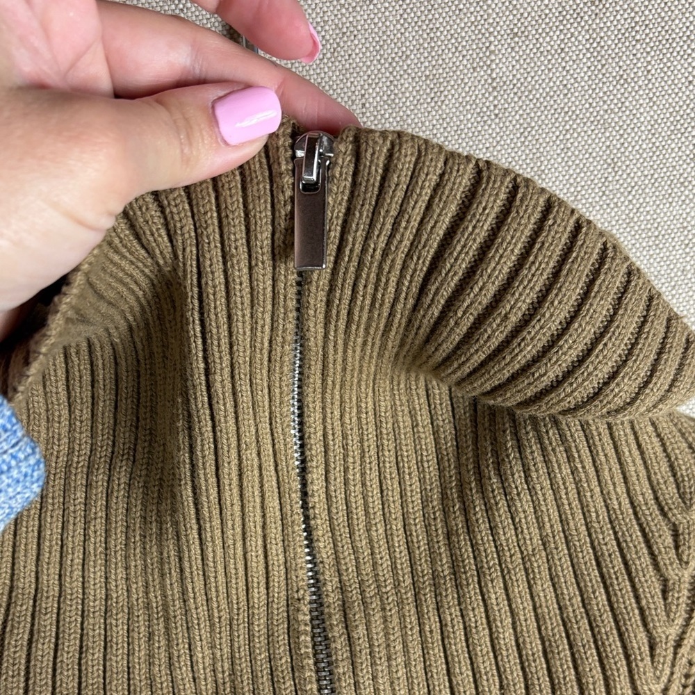 Topman > Brown Quarter Zip Turtleneck Sweater Small - Picture 3 of 10